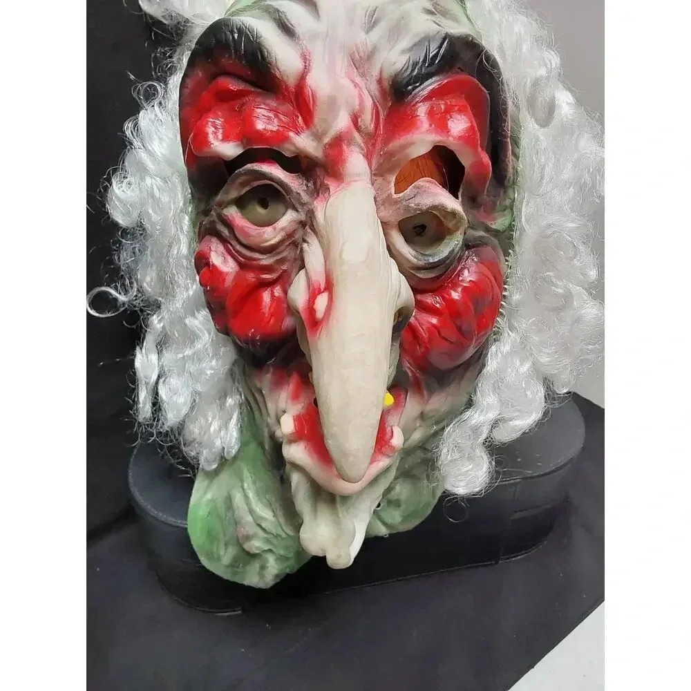 Halloween latex full head Witch Mask with hair Free shipping US fast ship